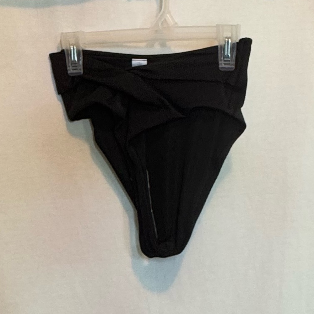 AA-492 Aerie NWT High Cut Cheeky Black Summer Swim Bikini Bottoms Size XS